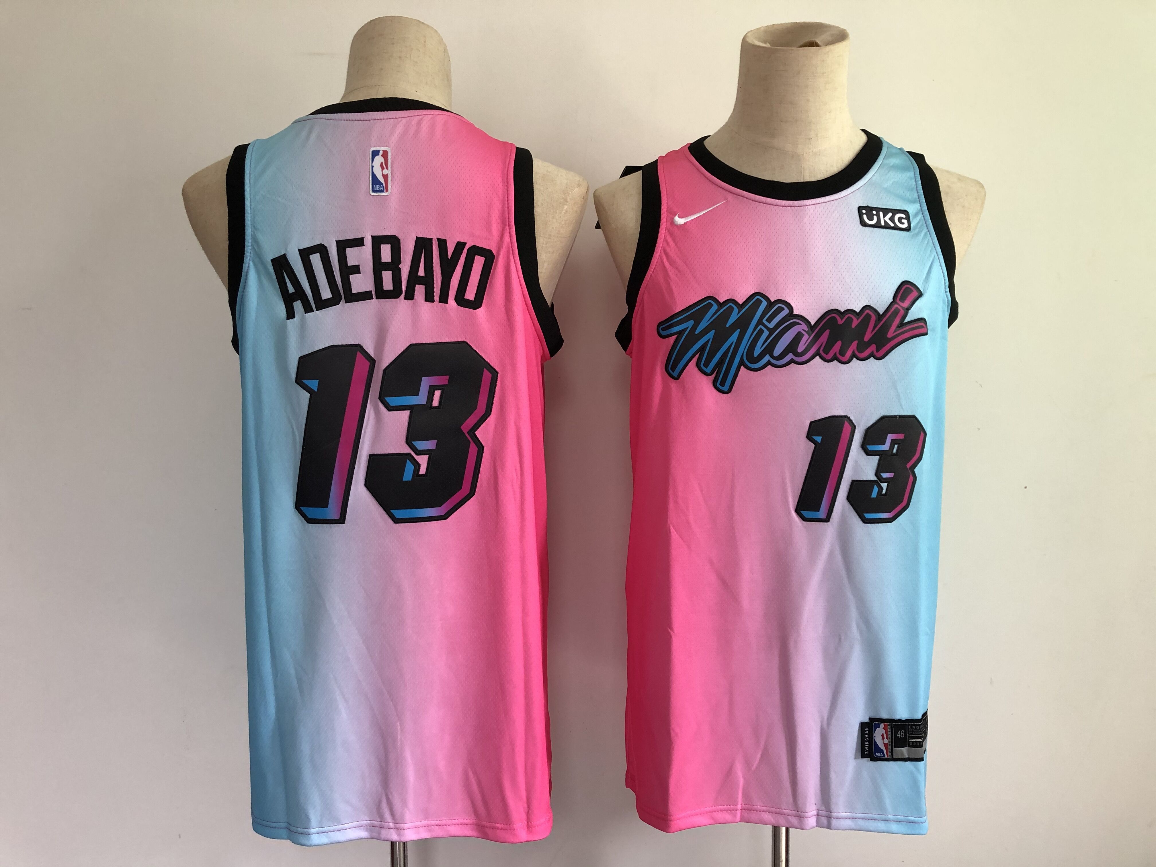 Men Miami Heat #13 Adebayo Blue and pink city Edition Nike 2021 NBA Jersey->houston rockets->NBA Jersey